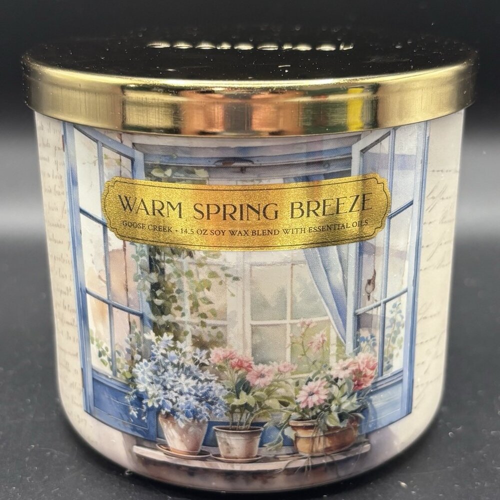 Goose Creek Warm Spring Breeze 3 wick Candle 14.5 oz Jar Water Woods Air Melon - Picture 1 of 14